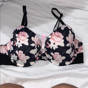 black floral wear everywhere push up bra from pink